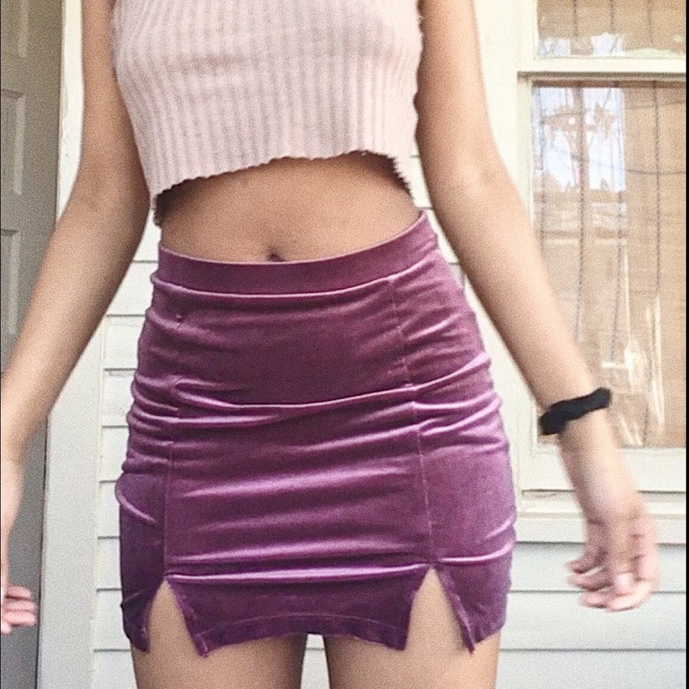 Velvet mini skirt